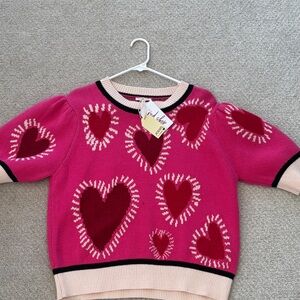 Valentine sweater 
Puff sleeve 
NWT